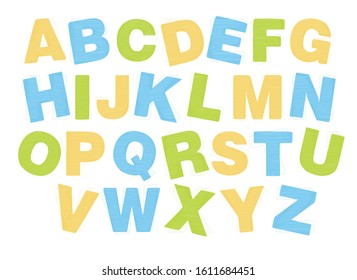 alphabet for children a-z. Kids learning material. Card for learning alphabet. colored alphabet