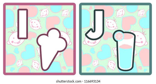 The alphabet for children, i and j.