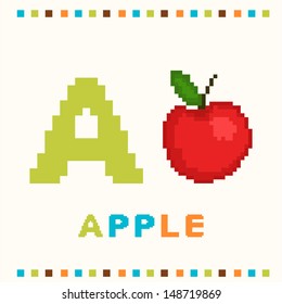 Alphabet for children, letter a and an apple isolated