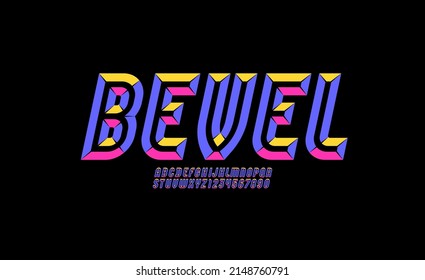 Alfabeto de bloque cincelado, fuente oscura faceta, letras cursivas biseladas A, B, C, D, E, F, G, H, I, J, K, L, M, N, O, P, Q, R, S, T, U, V, W, X, Y, Z y numerales 0, 1, 2, 3, 4, 5, 6, 7, 8, 9, vector 10E