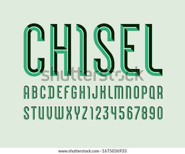 Alphabet Chiseled Block Green Font Beveled Stock Vector Royalty Free