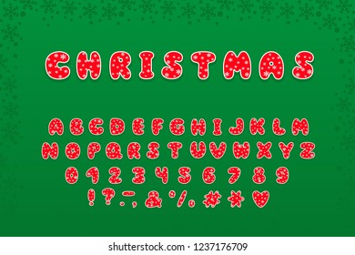 Alphabet Christmas design. Letters, numbers and punctuation marks. Layered EPS 10