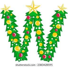 an alphabet with a christmas tree theme