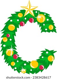 un alfabeto con un tema de árbol de navidad