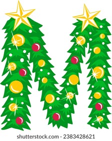 an alphabet with a christmas tree theme