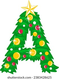 an alphabet with a christmas tree theme