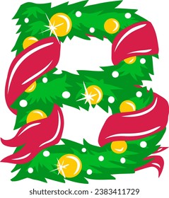 an alphabet with christmas wreath theme