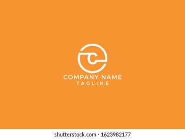 Alphabet Circle Monogram Letter C logo Creative Minimal Unique Design with Orange and White Color in Vector Editable File.