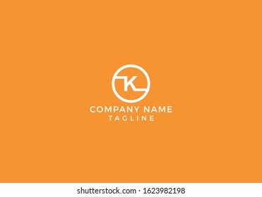 Alphabet Circle Monogram Letter K logo Creative Minimal Unique Design with Orange and White Color in Vector Editable File.