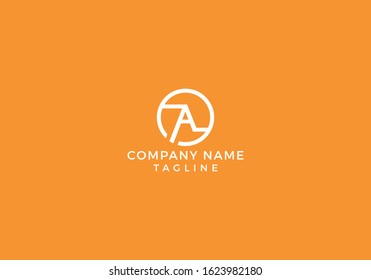 Alphabet Circle Monogram Letter A logo Creative Minimal Unique Design with Orange and White Color in Vector Editable File.