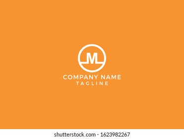 Alphabet Circle Monogram Letter M logo Creative Minimal Unique Design with Orange and White Color in Vector Editable File.