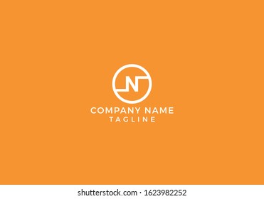 Alphabet Circle Monogram Letter N logo Creative Minimal Unique Design with Orange and White Color in Vector Editable File.