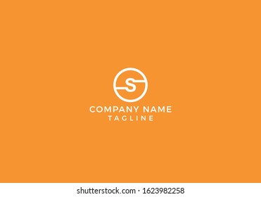 Alphabet Circle Monogram Letter S logo Creative Minimal Unique Design with Orange and White Color in Vector Editable File.