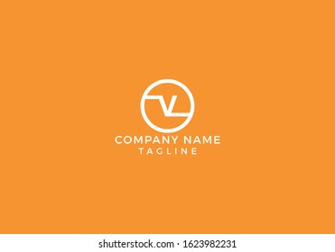 Alphabet Circle Monogram Letter V logo Creative Minimal Unique Design with Orange and White Color in Vector Editable File.