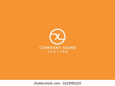 Alphabet Circle Monogram Letter X logo Creative Minimal Unique Design with Orange and White Color in Vector Editable File.