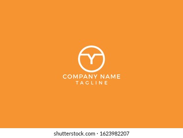 Alphabet Circle Monogram Letter Y logo Creative Minimal Unique Design with Orange and White Color in Vector Editable File.