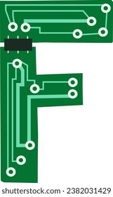 an alphabet with a circuit board theme