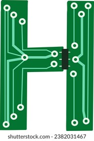 an alphabet with a circuit board theme