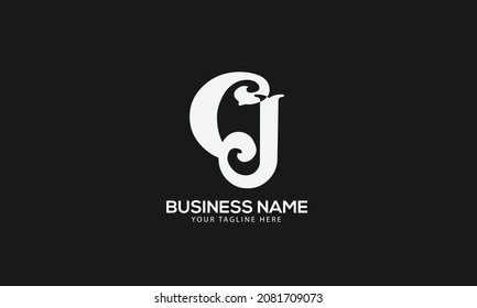 Alphabet CJ or JC initial fish abstract monogram vector logo template