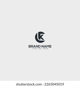 Alphabet CK KC letter simple style logo design vector template.