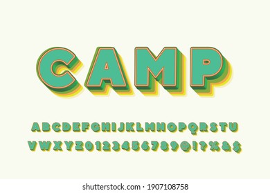 alphabet classic font, typeface design, green and yellow vector background