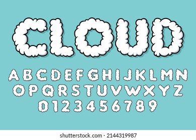 Alphabet Cloud Bubble Cute Typography Set concept Cartoon Vector
