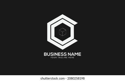 Plantilla de logotipo del vector de monograma abstracto de Cubics de copo de CO o OC