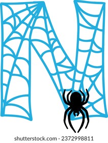 an alphabet with a cob web theme