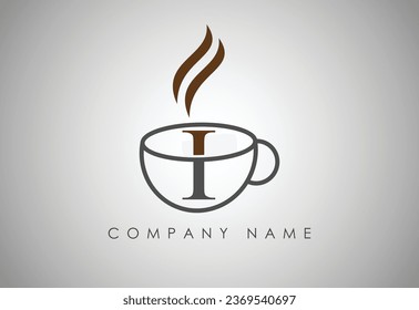  Alphabet I Coffee cup , Coffee badge , Coffee cup logo design.