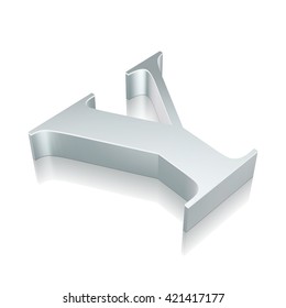 Alphabet collection: 3d metallic character Y with reflection on White background, EPS 10 vector illustration.
