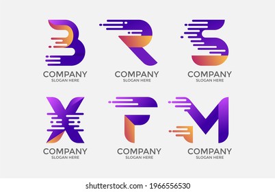 Alphabet Collection Fast Speed Transition Shape Logotype Vector