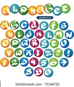 alphabet in color bubbles