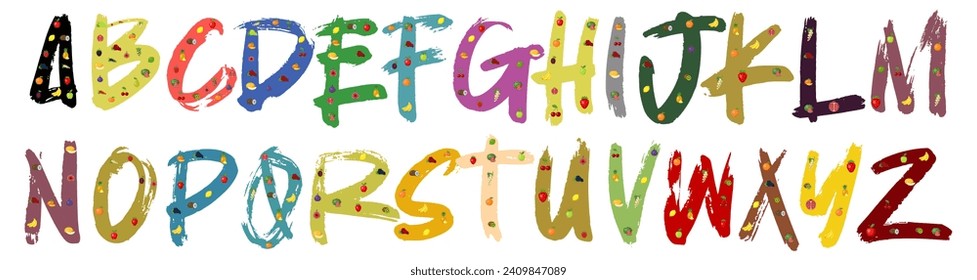 Alphabet color full fruit font.