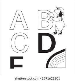 alphabet. Color image editable vector illustration
