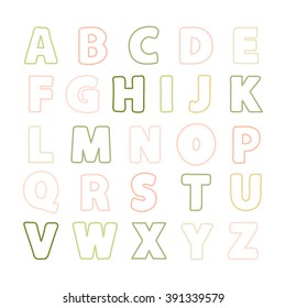 Alphabet color line .Alphabet vector .Vector alphabet.Vector Alphabet isolated.Vector Alphabet flat style.Vector purple Color Alphabet.Vector font isolated on white background .Vector Type.Hand drawn 