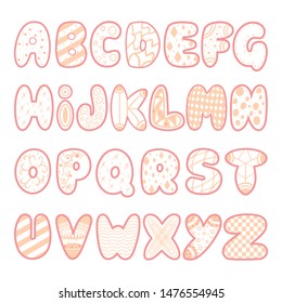 Alphabet. Colored Hand lettering. Vector art.