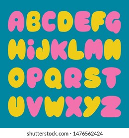 Alphabet. Colored Hand lettering. Vector art.