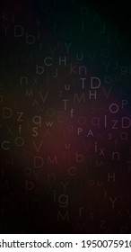 Alphabet bunter dunkler Hintergrund. Farbverlauf-Zufallsstichbuchstaben.