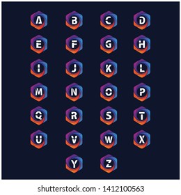 Alphabet in Colorful Hexagonal Logo Vector Collection