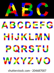 Alphabet. Colorful alphabet. Latin. Vector illustration. 