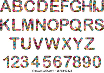 Alphabet colorful vector letters and numbers