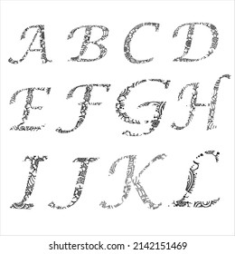 Alphabet coloring Book page Continuous line hand drawing illustration alphabet ,Color letter page for kids 