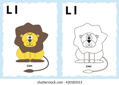 alphabet coloring book page with outline clip art to color. Letter L