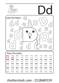 Alphabet Coloring Book Unicorn Letter D Stock Vector (Royalty Free ...