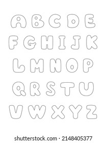 Alphabet coloring page book for children. Hand drawn vector alphabet letters sign doodle font set. Vector illustration