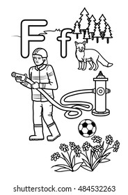 Alphabet coloring page - F