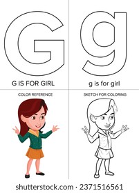 Alphabet coloring page illustration with outlined graphics to color. alphabet coloring page letters-G