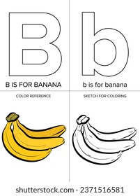 Alphabet coloring page illustration with outlined graphics to color. alphabet coloring page letters-B