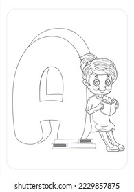 alphabet coloring page for kids line art