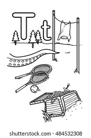 Alphabet coloring page - T